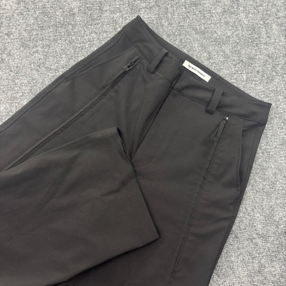 No Maintenance Trousers Size 28 Black Zip Pocket Adjustable Hem Women's